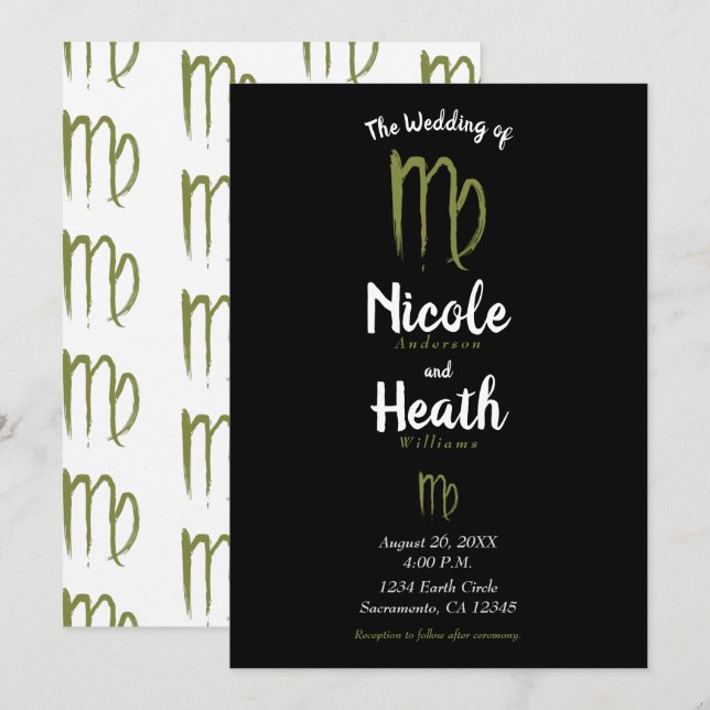 VIRGO Zodiac Astrology Summer Fall Wedding  Invitation (Front/Back)