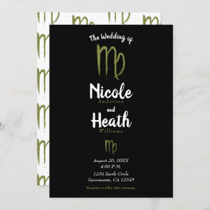 VIRGO Zodiac Astrology Summer Fall Wedding  Invitation