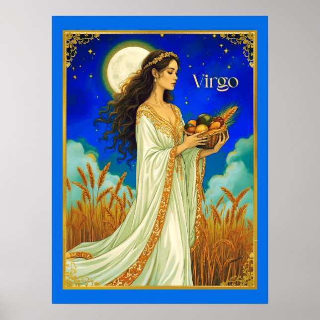 Virgo Zodiac Beauty Under a Night Sky Poster (Front)