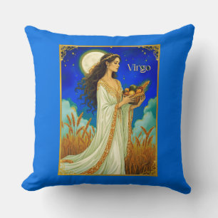 Virgo Zodiac Beauty Under a Night Sky Throw Pillow