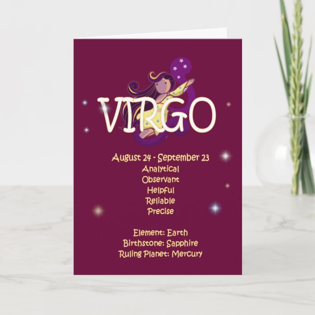 Virgo Zodiac Birthday Card (Front)