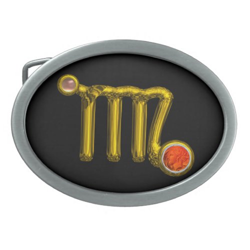 VIRGO ZODIAC BIRTHDAY JEWEL GREY AGATE Gold Black Oval Belt Buckle