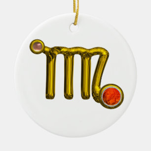 VIRGO ZODIAC BIRTHDAY JEWEL GREY AGATE Gold White Ceramic Ornament