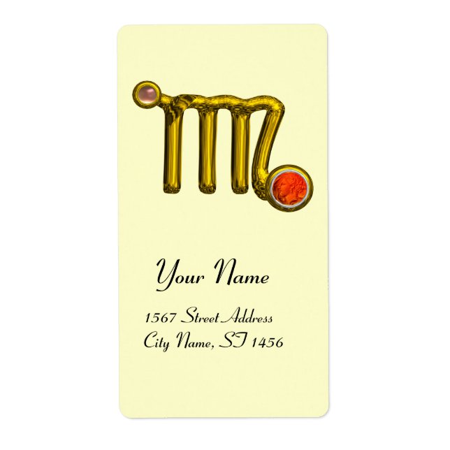 VIRGO ZODIAC BIRTHDAY Orange Grey Agate Label (Front)