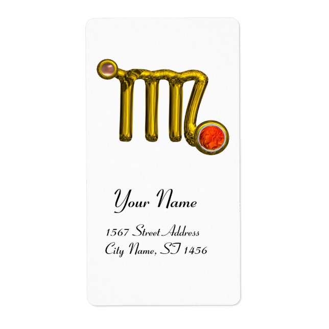 VIRGO ZODIAC BIRTHDAY Orange Grey Agate Label (Front)