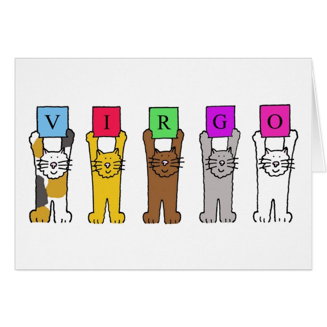 Virgo  Zodiac Cartoon Cats Cards (Front Horizontal)