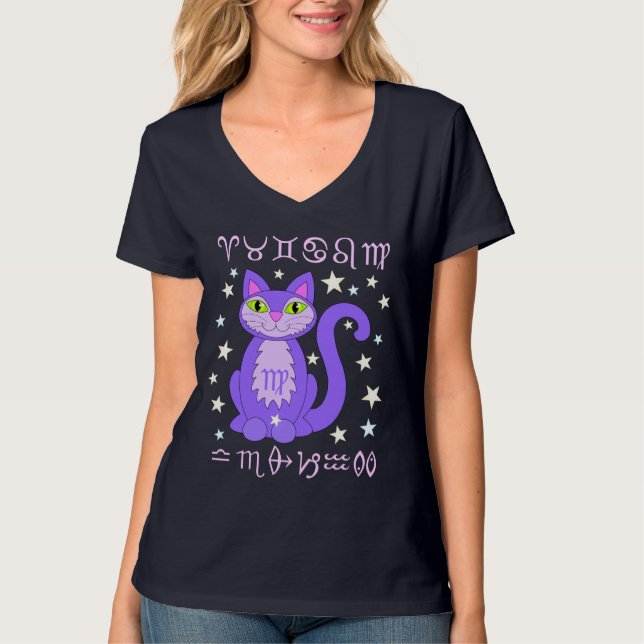 Virgo Zodiac Cat Kitty Stars Astrology Shirt (Front)