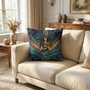 Virgo Zodiac Celestial Throw Pillow