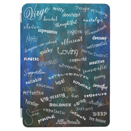 Virgo Zodiac Colorful Astrology Traits White Text iPad Air Cover