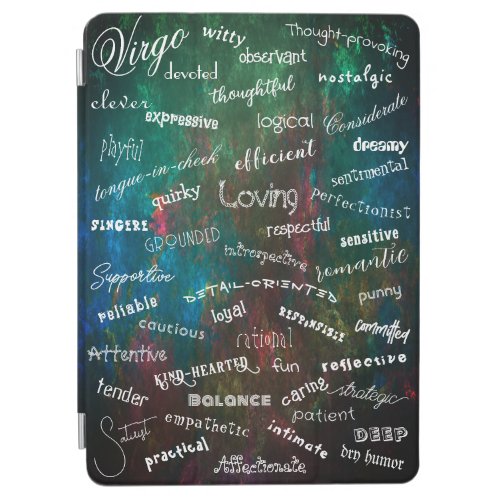 Virgo Zodiac Colorful Astrology Traits White Text iPad Air Cover