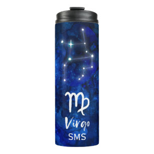 Virgo Zodiac Constellation Blue Galaxy Monogram Thermal Tumbler