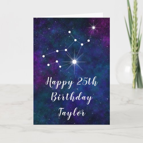 Virgo Zodiac Constellation Happy Birthday Card