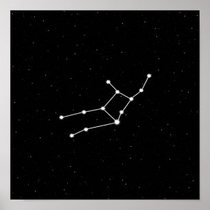 Virgo Zodiac Constellation Modern Black & White Poster