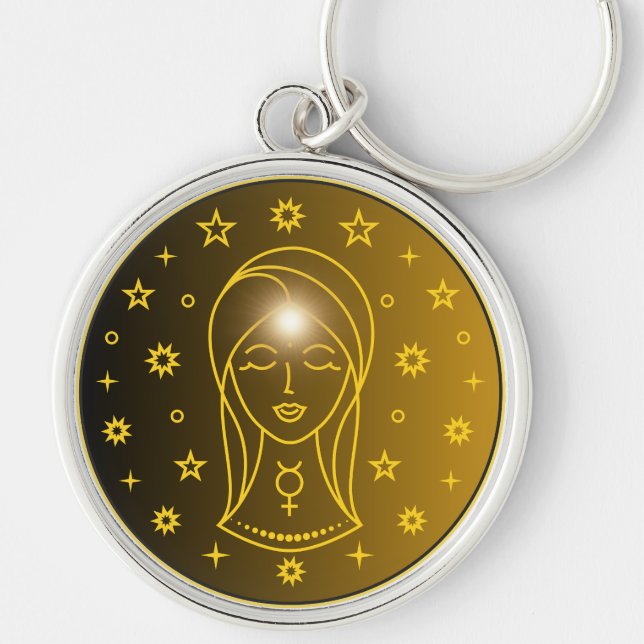 Virgo Zodiac Emblem | Minimal Celestial Symbol Keychain (Front)