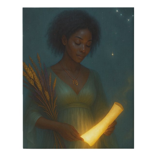 Virgo Zodiac Goddess Art | Mystical Astrology Faux Canvas Print (Front)