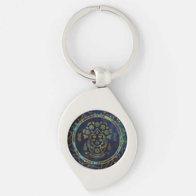 Virgo Zodiac Gold Abalone on Constellation Keychain (Front)