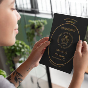 Virgo Zodiac Gold Apothecary Label Personalized  Postcard