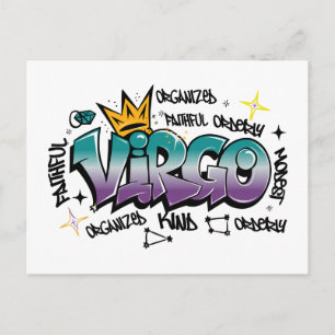 Virgo zodiac graffiti postcard