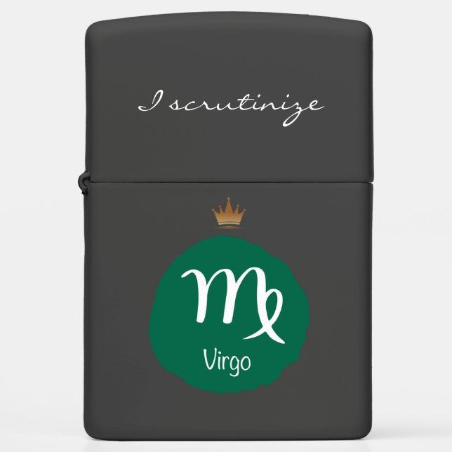 Virgo Zodiac I Scrutinize Zippo Lighter (Front)