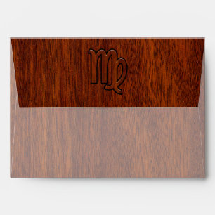 Virgo Zodiac in Mahogany wood style Envelope