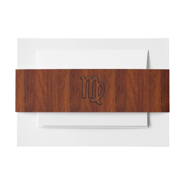 Virgo Zodiac in Mahogany wood style Invitation Belly Band (Front Example)