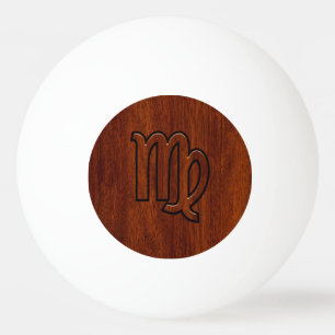 Virgo Zodiac in Mahogany wood style Ping-Pong Ball