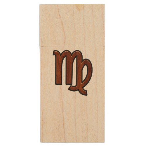 Virgo Zodiac in Mahogany wood style Wood USB Flash Drive