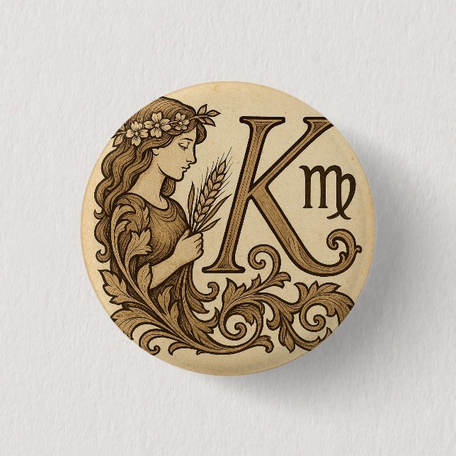virgo Zodiac (K) Badge Button (Front)