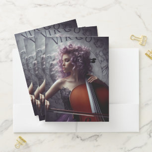 Virgo Zodiac Musician Cello Pocket Folder