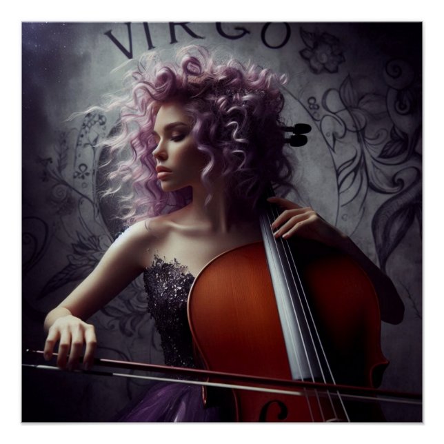 Virgo Zodiac Musician Cello Poster (Front)