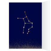 Virgo Zodiac Navy & Gold Monochrome Birthday Card (Inside (Left))
