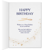 Virgo Zodiac Navy & Gold Monochrome Birthday Card (Inside (Right))