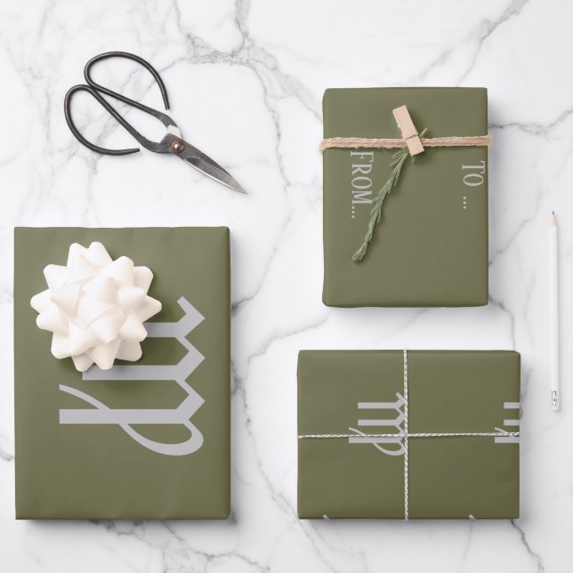 Virgo Zodiac - Olive color  Wrapping Paper Sheets (Front)