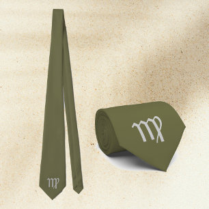 Virgo Zodiac - Olive Neck Tie