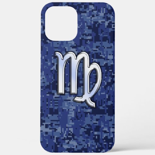 Virgo Zodiac on Navy Digital Camouflage iPhone 12 Pro Max Case
