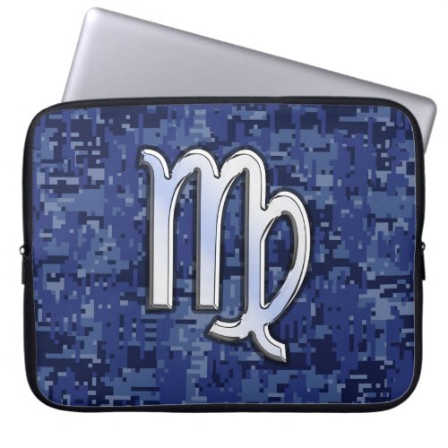 Virgo Zodiac on Navy Digital Camouflage Laptop Sleeve