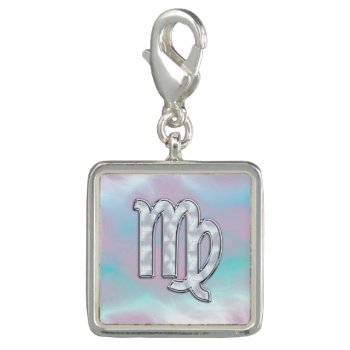 Virgo Zodiac On Pastels Nacre Mother Of Pearl Charm by MustacheShoppe at Zazzle
