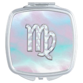 Virgo Zodiac On Pastels Nacre Mother Of Pearl Makeup Mirror by MustacheShoppe at Zazzle