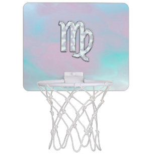 Virgo Zodiac on Pastels Nacre Mother of Pearl Mini Basketball Hoop