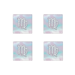 Virgo Zodiac on Pastels Nacre Mother of Pearl Stone Magnet