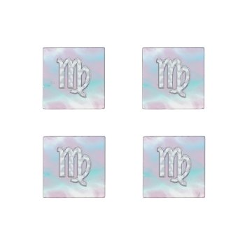 Virgo Zodiac On Pastels Nacre Mother Of Pearl Stone Magnet by MustacheShoppe at Zazzle