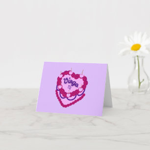 Virgo Zodiac Pastel Heart Birthday Cake Card