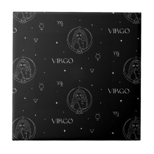 Virgo Zodiac Pattern in Black and White Ceramic Tile