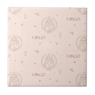 Virgo Zodiac Pattern in Brown and Burgundy Ceramic Tile