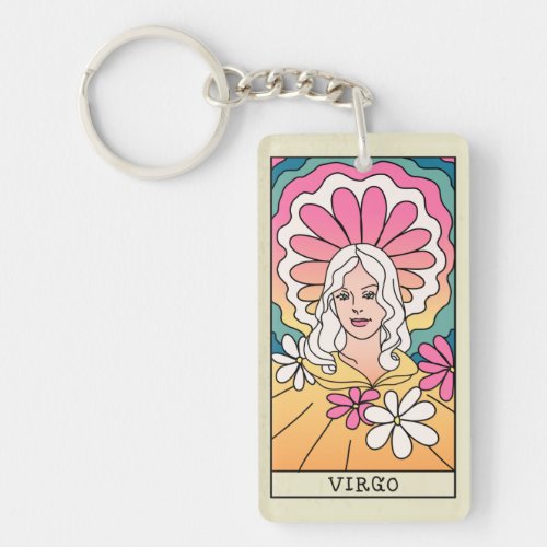 Virgo Zodiac Sign Abstract Art Vintage Keychain