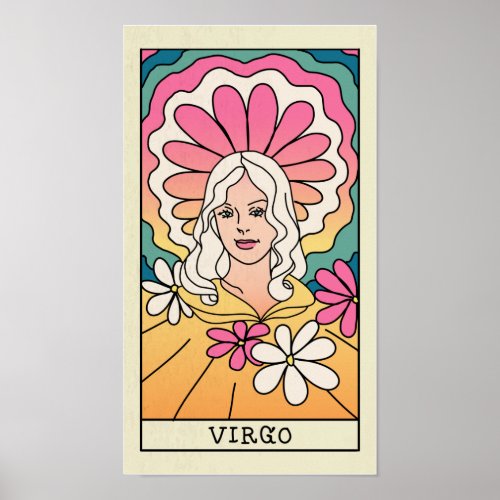 Virgo Zodiac Sign Abstract Art Vintage Poster