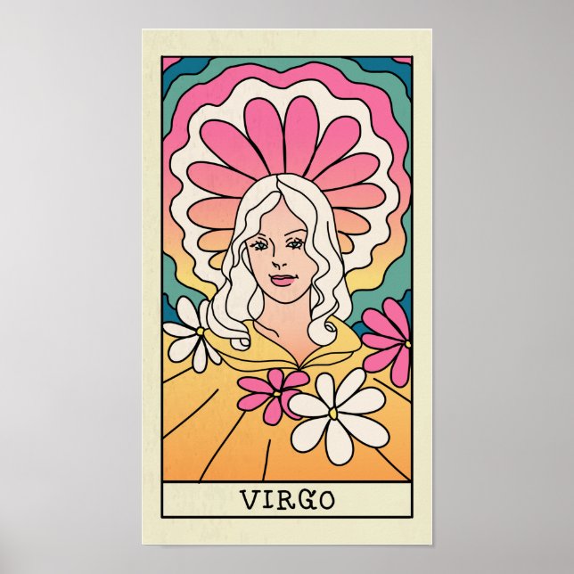 Virgo Zodiac Sign Abstract Art Vintage Poster (Front)