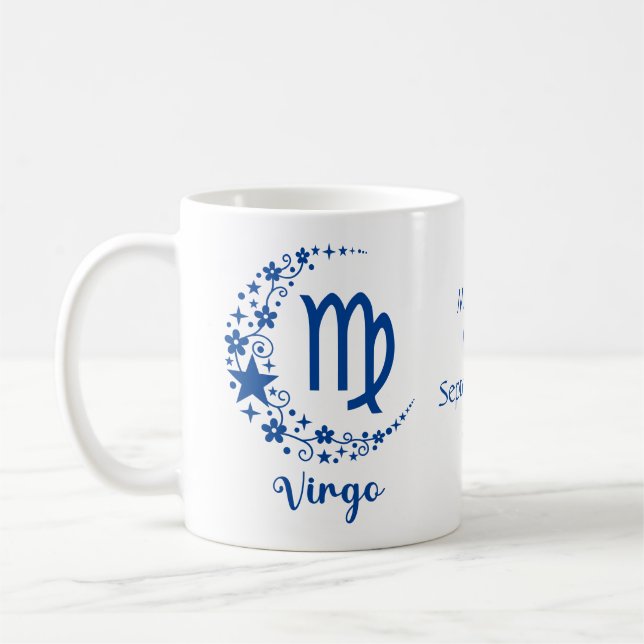 Virgo Zodiac Sign Astrology Birthday Blue White  Coffee Mug (Left)