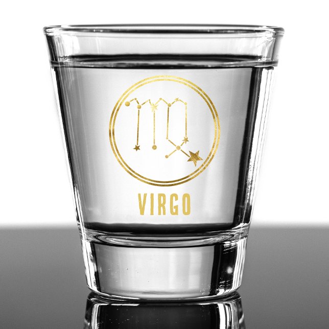 Virgo Zodiac Sign Astrology Horoscope Gold Shot Glass (gold virgo zodiac sign shot glass)