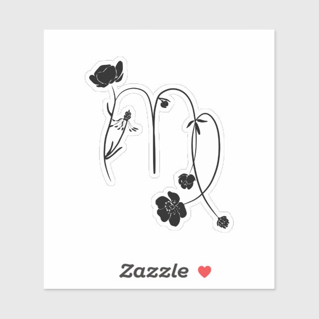 Virgo zodiac sign birth flower black chic modern  sticker (Sheet)